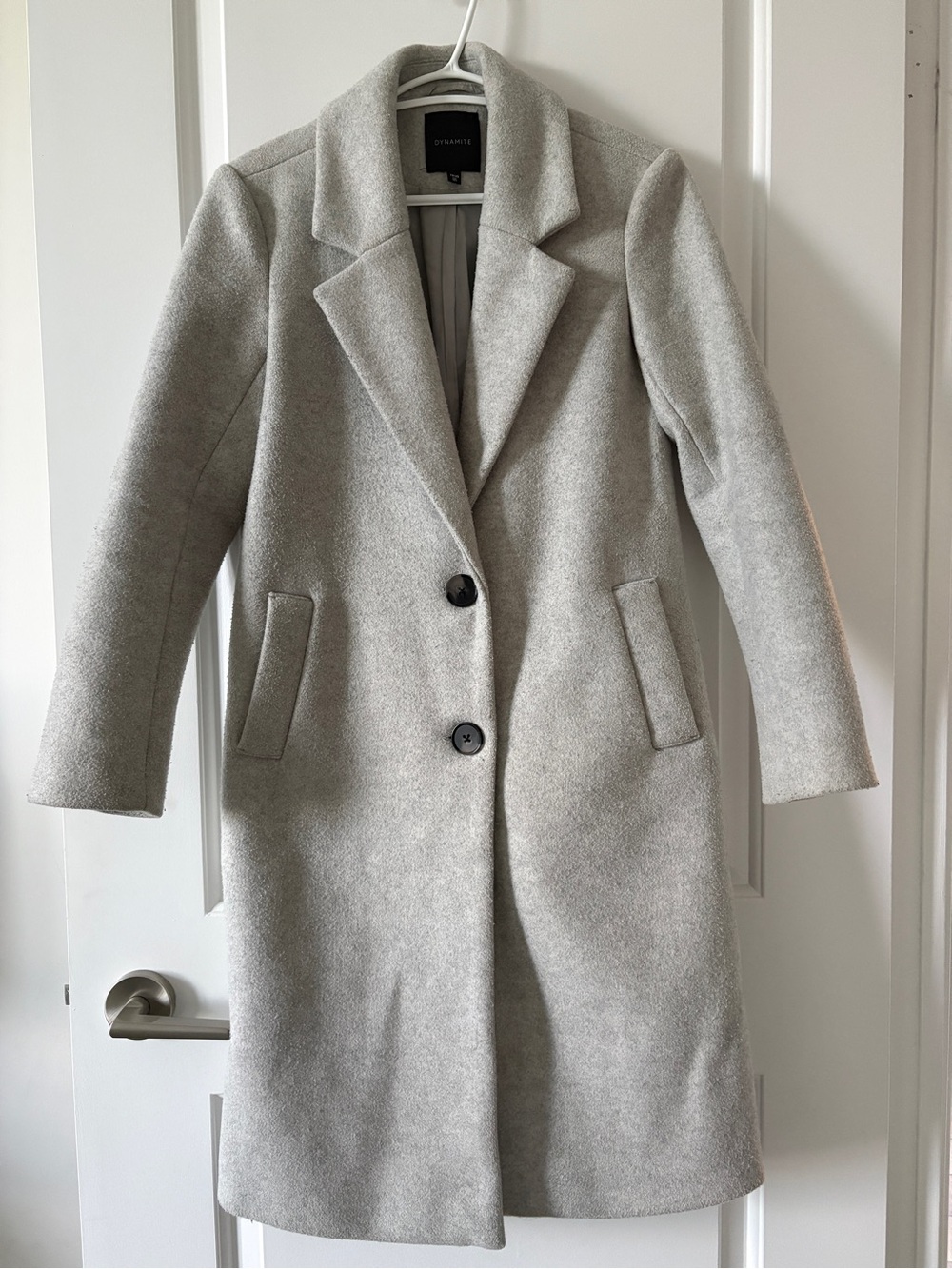 Dynamite Tailored Light Gray Single-Breasted Coat